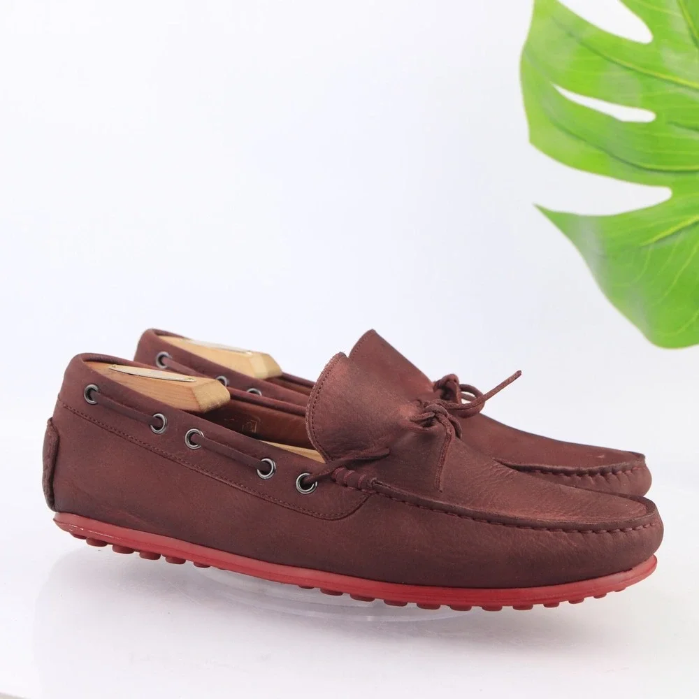 M Gemi Mens The Barca Boat Shoes Size 41.5 8.5 Burgundy Leather Moccasin Loafers